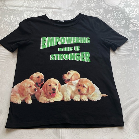 Zara Women’s Size S Black T-Shirt Short Sleeves Empowering Makes Us Stronger Tee - Picture 14 of 16